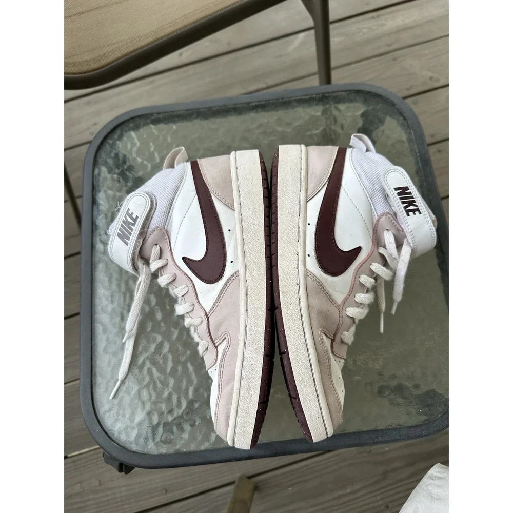 Nike Court Borough Mid 2 Kids Sneakers Girl's‎ Size 7Y White Pink